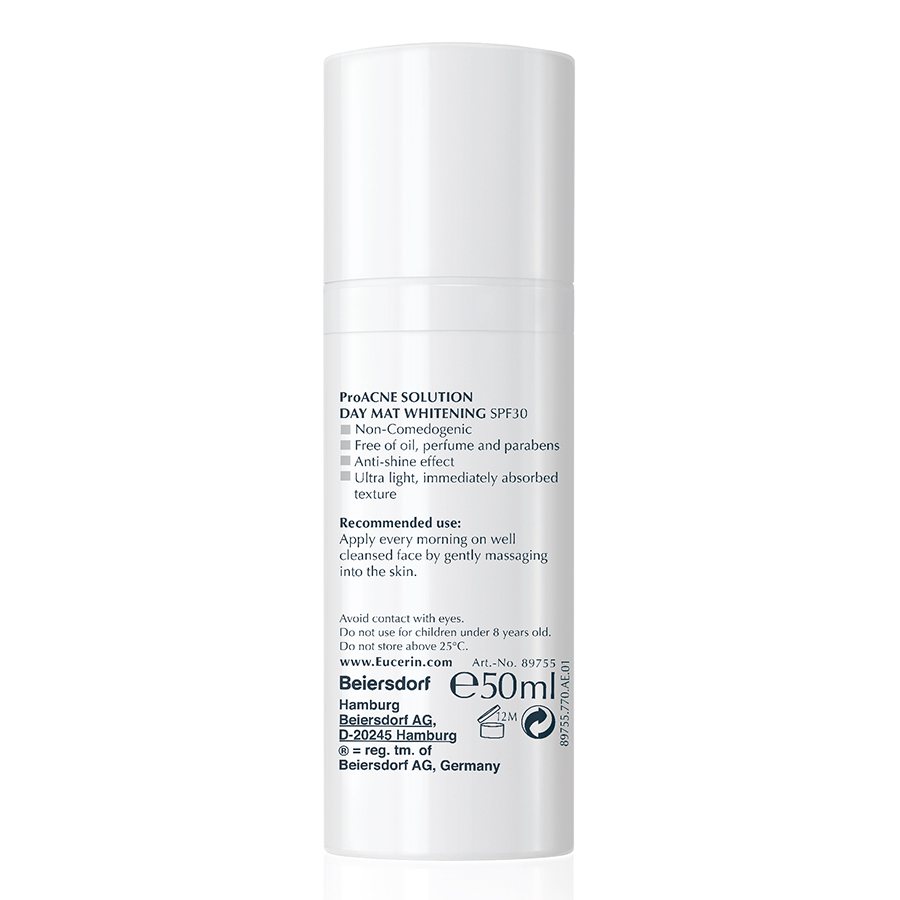 Kem Dưỡng Làm Sáng Da Chống Nắng Dành Cho Da Nhờn Mụn Eucerin Pro Acne Day Mat Whitening SPF 30