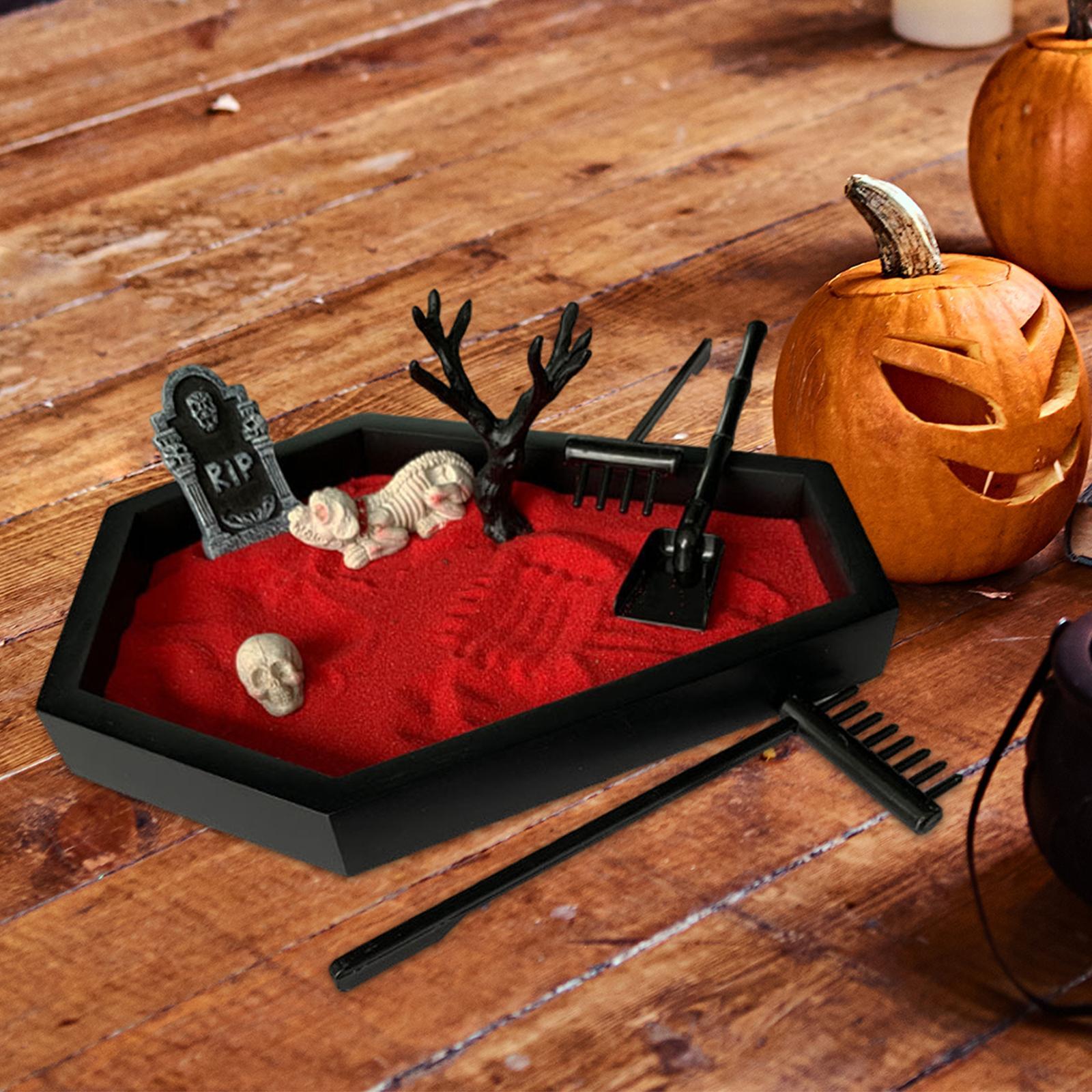 Tray Garden with Sand Spooky Goth Halloween Decor for Tables Desk Home