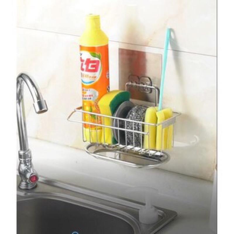 KỆ INOX ĐỰNG GIẺ RỬA BÁT KÈM KHAY HỨNG NƯỚC