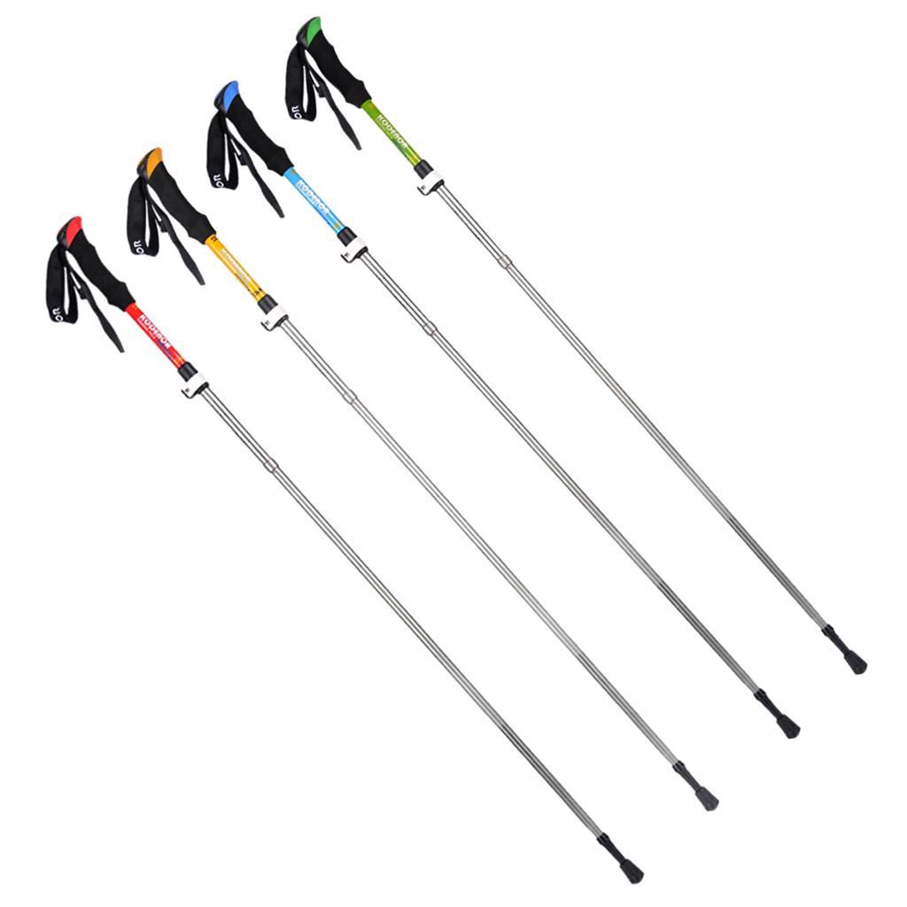 Telescopic Alpenstock Trekking Hiking Sticks Poles Green