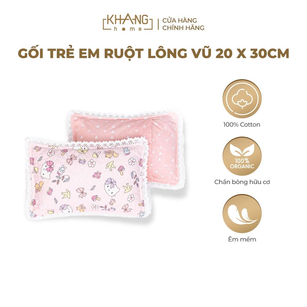 Gối Nằm Lông Vũ Trẻ Sơ Sinh Cao Cấp Khang Home Thoáng Mát An Toàn Cho Bé Size 20x30cm