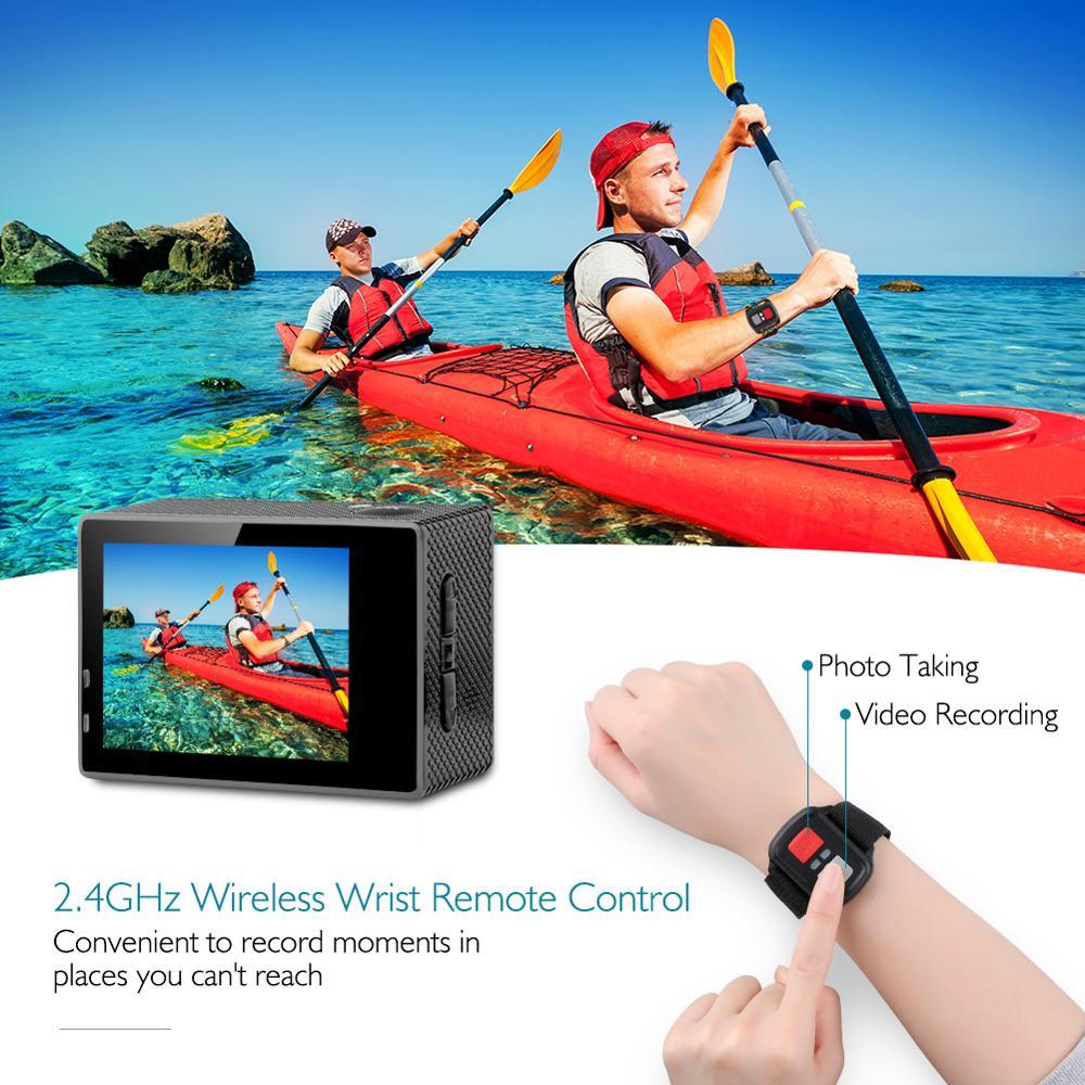 Camera hành động Dragon Touch 4K 16MP Vision 3 Camera chống nước dưới nước Camera thể thao WiFi góc rộng 170 ° có điều khiển từ xa
