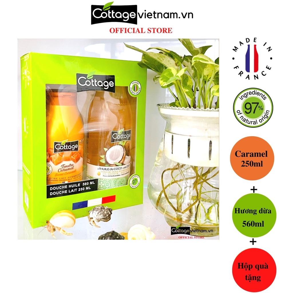 Combo Hộp Quà Tặng 2 Món sữa tắm Dưỡng ẩm Cottage