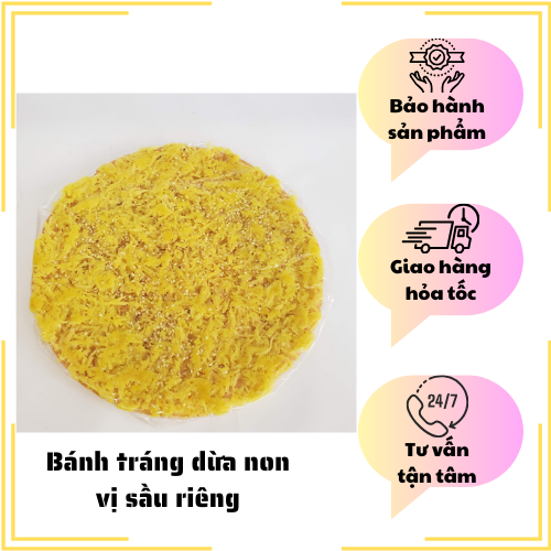 Đặc Sản Nha Trang- Bánh Tráng Dừa Non Vị Sầu Riêng Hút Chân Không, Seavy Gói 220 gram