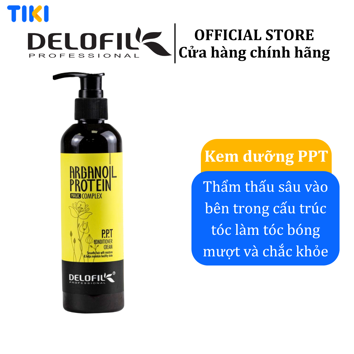Kem xả khô PPT Delofil dưỡng tóc mềm mượt, cấp ẩm tức thì, phục hồi hư tổn, phù hợp cho tóc khô xơ, tóc uốn, duỗi, nhuộm