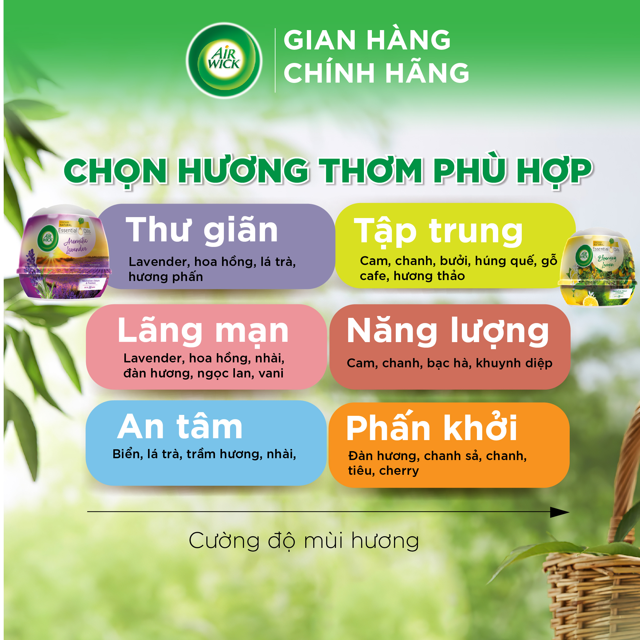 Sáp thơm khử mùi phòng AIRWICK, Anh Quốc, tinh dầu thiên nhiên, hương thơm dễ chịu thích hợp cho mọi không gian 180g