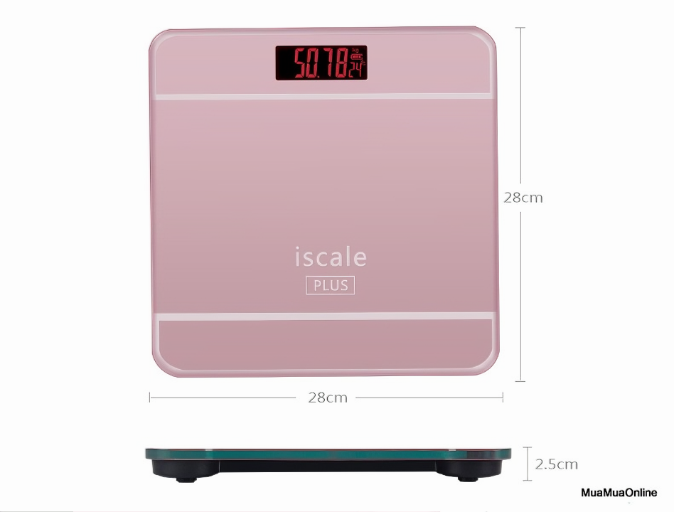 Cân sức khỏe điện tử vuông ISCALE mặt kính cường lực, kiểu dáng iphone cao cấp tặng kèm 2 pin AAA 180kg - Hàng chính hãng