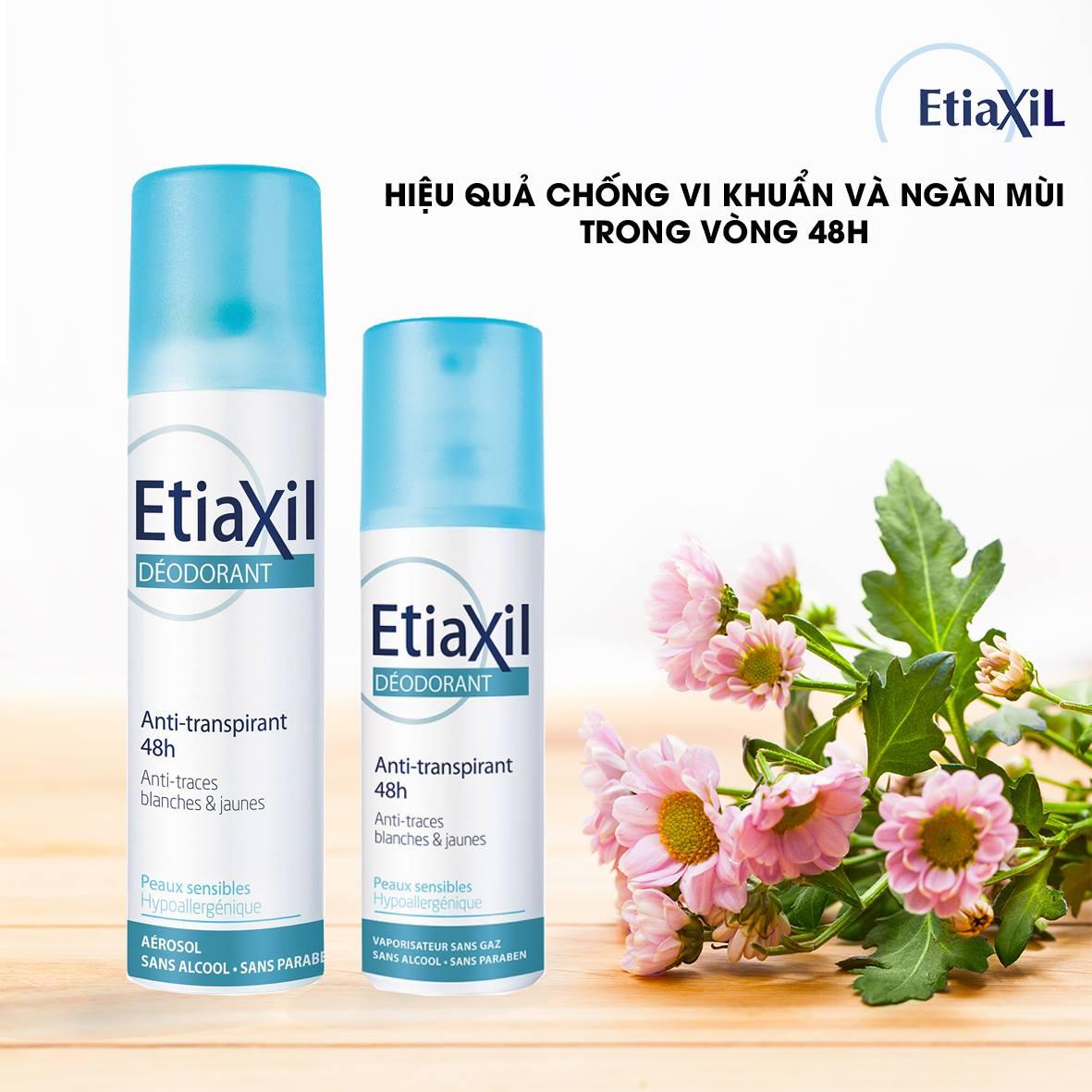 Xịt Khử Mùi Hàng Ngày Etiaxil Déodorant Anti-Transpirant 48h Anti-Traces Blanches &amp; Jaunes 150ml (Dạng Xịt Phun Sương) + Tặng 1 Lưới Tạo Bọt Rửa Mặt