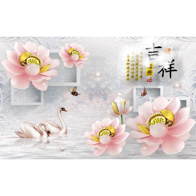 Tranh hoa sen thanh tịnh, Tranh dán tường 3d hiện đại