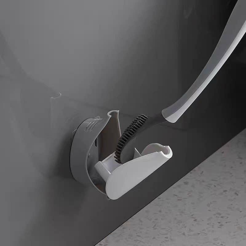 Chổi Cọ Nhà Vệ Sinh, Cây Cọ Toilet Bồn Cầu Bằng SiliCon Kiểu Mới Có Giá Đựng Dán Tường- Sạch Sẽ, Tiện Dụng