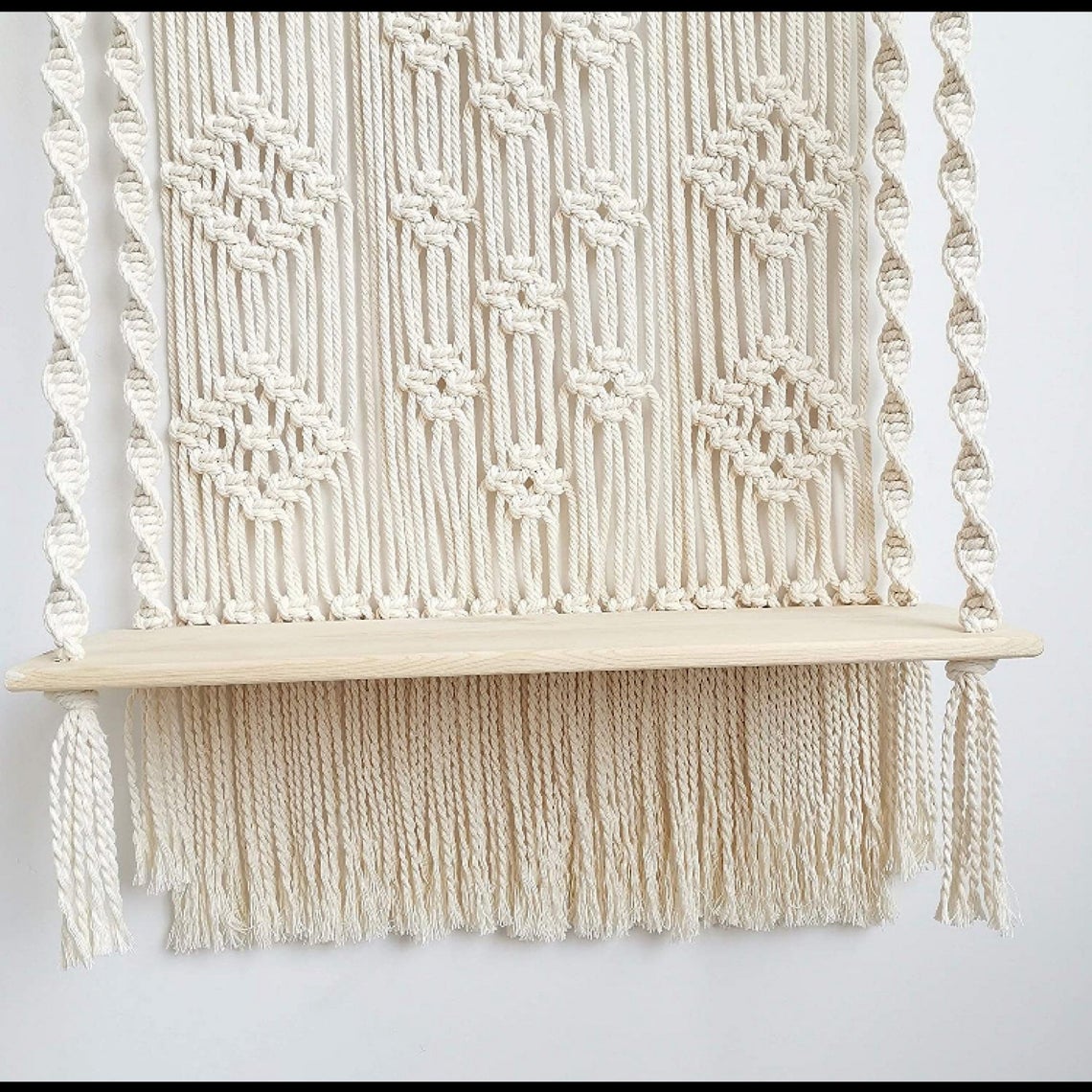 Kệ Gỗ thông Treo Tường Macrame KM03 55x85 cm - Kệ để đồ, kệ sách, trang trí tường