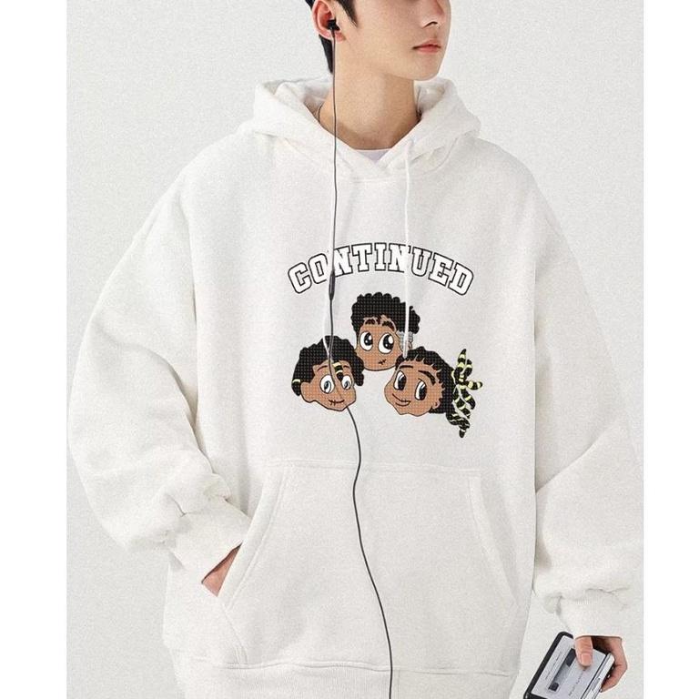 Áo Hoodie Tay Dài Dáng Rộng In Họa Tiết Hoạt Hình Vui Nhộn Phong Cách Mỹ Thời Trang Cho Nam Và Nữ M-3XL