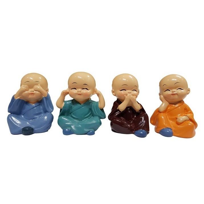 Chú Tiểu ngộ nghĩnh trang trí mặt taplo, Bộ Tượng Chú Tiểu Trang Trí Taplo Ô Tô Xe Hơi