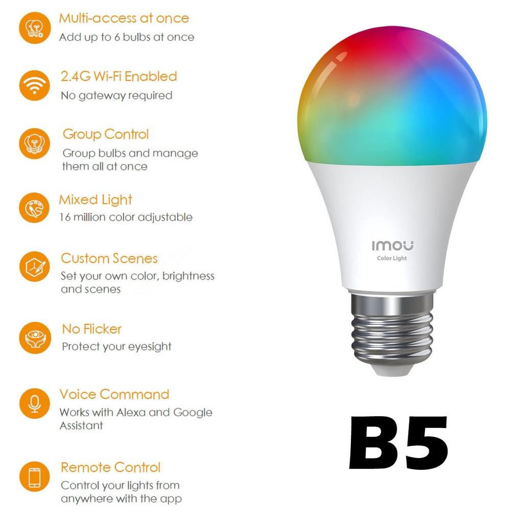 Bóng đèn led thông minh IMOU 9w đổi 16 triệu màu, độ sáng 806 lumen, chuẩn đuôi E27, kết nối app điều khiển từ xa