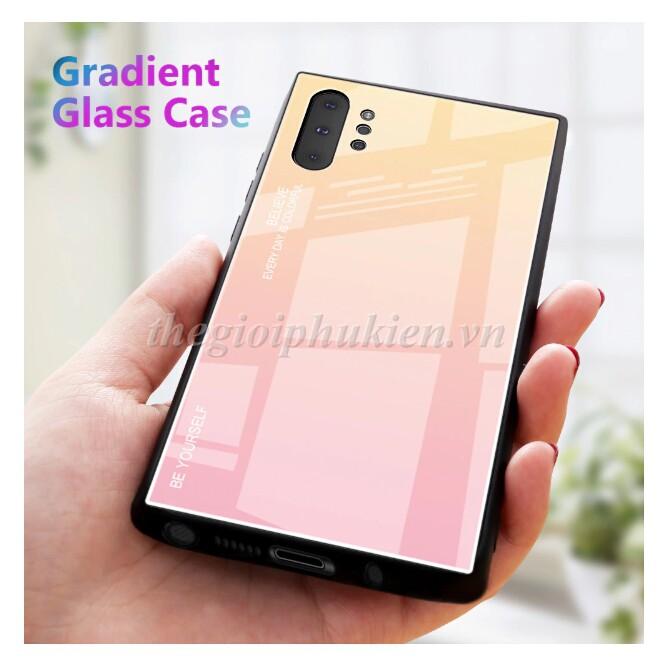 Ốp lưng kính màu Gradient viền dẻo cho SamSung Galaxy Note 10+ Plus