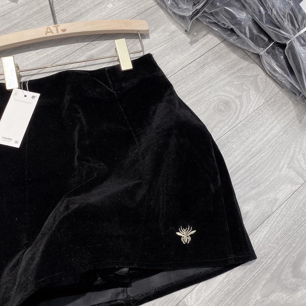 CHÂN VÁY NHUNG THÊU ONG CHO NỮ