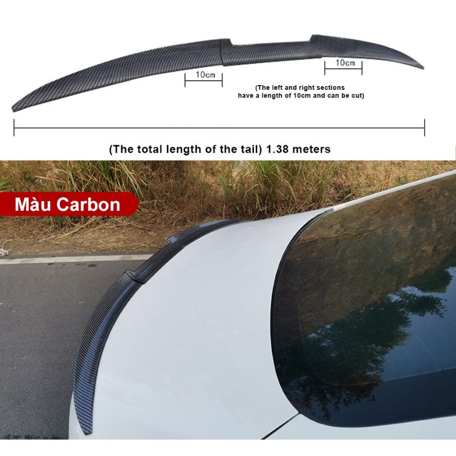 Phụ kiện ô tô |  Đuôi Gió, Cánh Lướt Gió Cao Su Vân Carbon 3D Xe Ô Tô Phong Cách Thể Thao - Cao cấp dài 1,38m, Cao cấp dài 1,38m