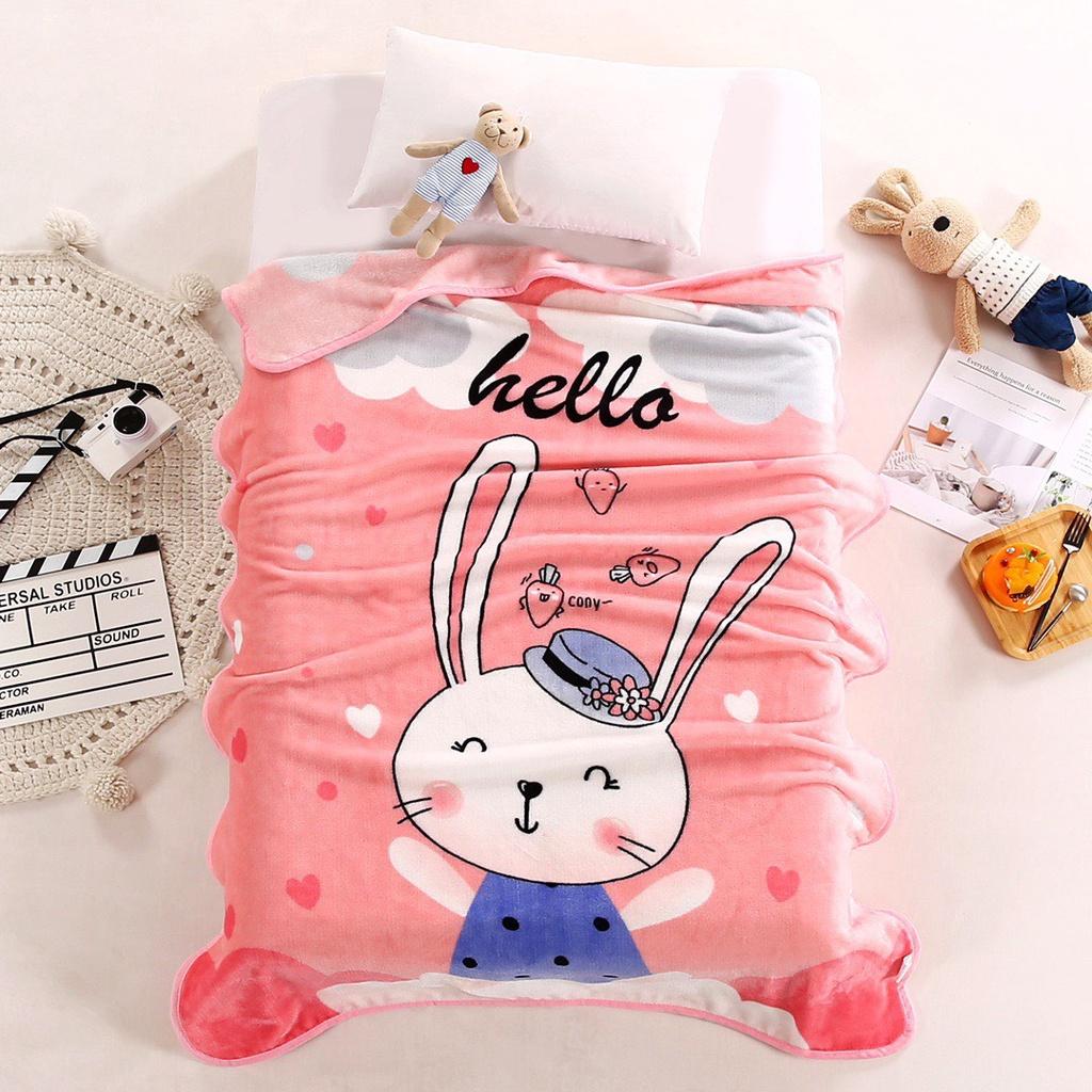 Chăn Cho Bé, Mền Đi Học Cho Trẻ Em M2T BEDDING Lông Tuyết Mềm Mịn Kích Thước 1mx1m4 Nặng 400gam