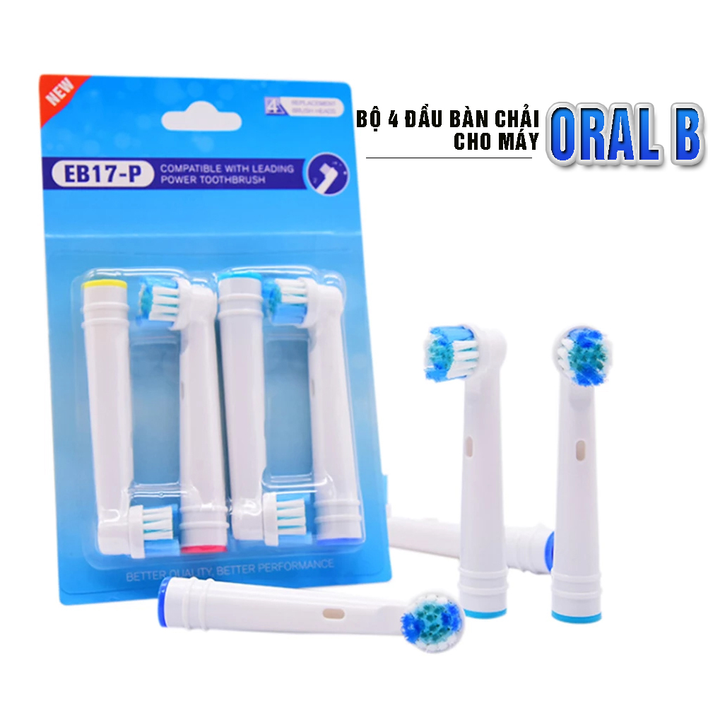 Cho máy Oral B Braun, bộ 4 Đầu Bàn Chải đánh răng điện thay thế MIHOCO EB17-P