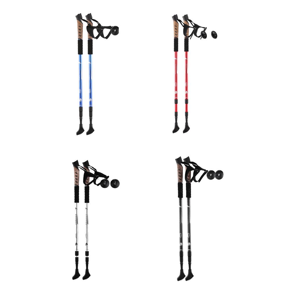 2pcs Folding Trekking Walking Hiking Sticks Poles Camping Cane Bag