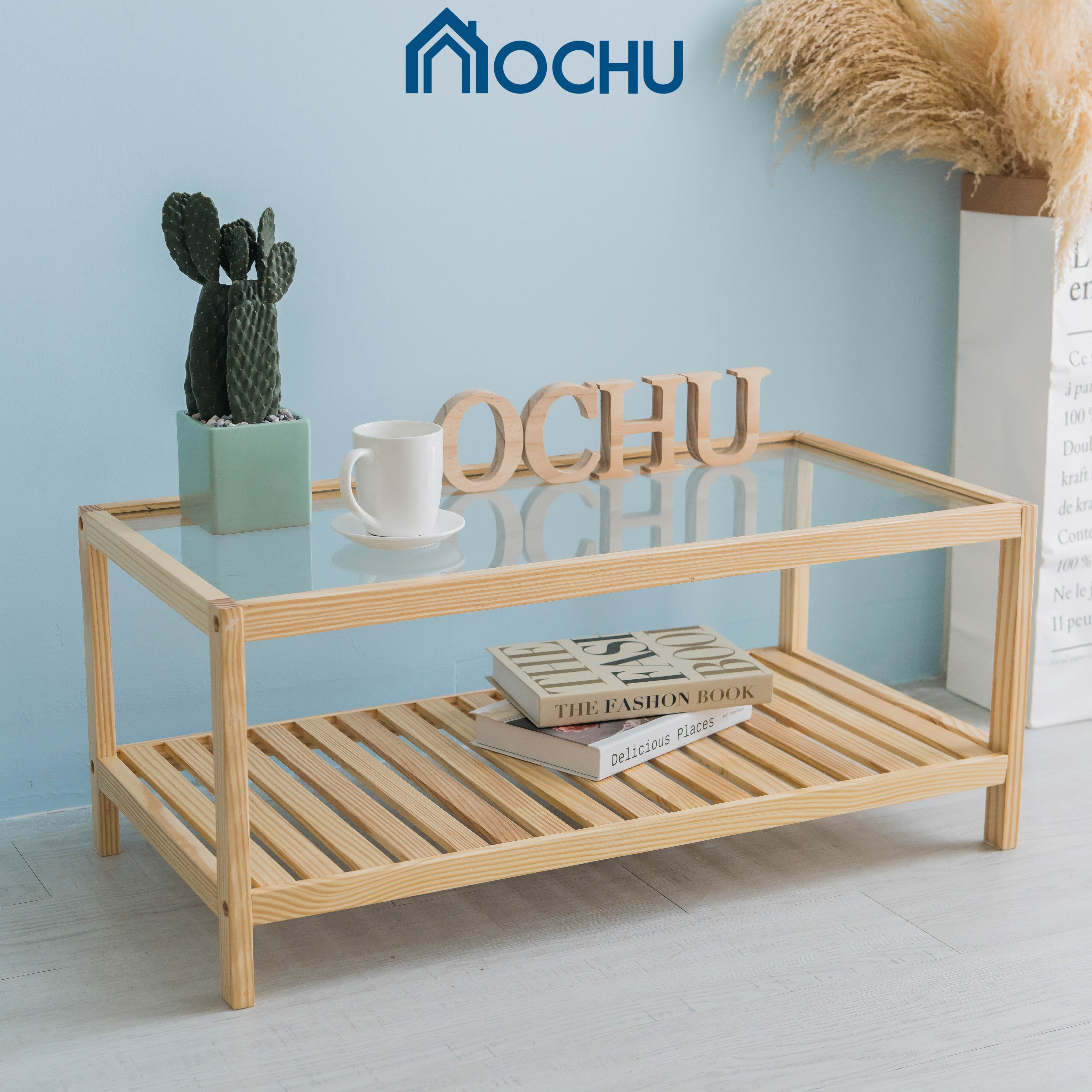 Bàn Trà Sofa Mặt Kính OCHU Khung Gỗ Hình Chữ Nhật  - Pure Table