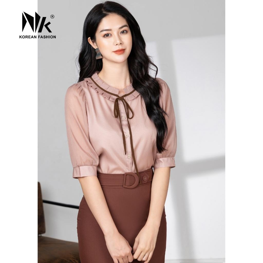 Set Áo Sơ Mi Tơ Kết Hợp Chân Váy Bút Chì Công Sở NK Fashion Thiết Kế Thanh Lịch, Tôn Dáng, Chất Liệu Cao Cấp NKBD2203008