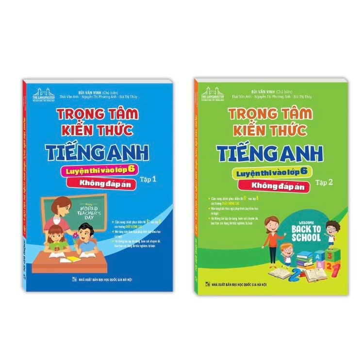 Sách - Trọng tâm kiến thức tiếng anh luyện thi vào lớp 6 tập 1 và tập 2 (không đáp án)