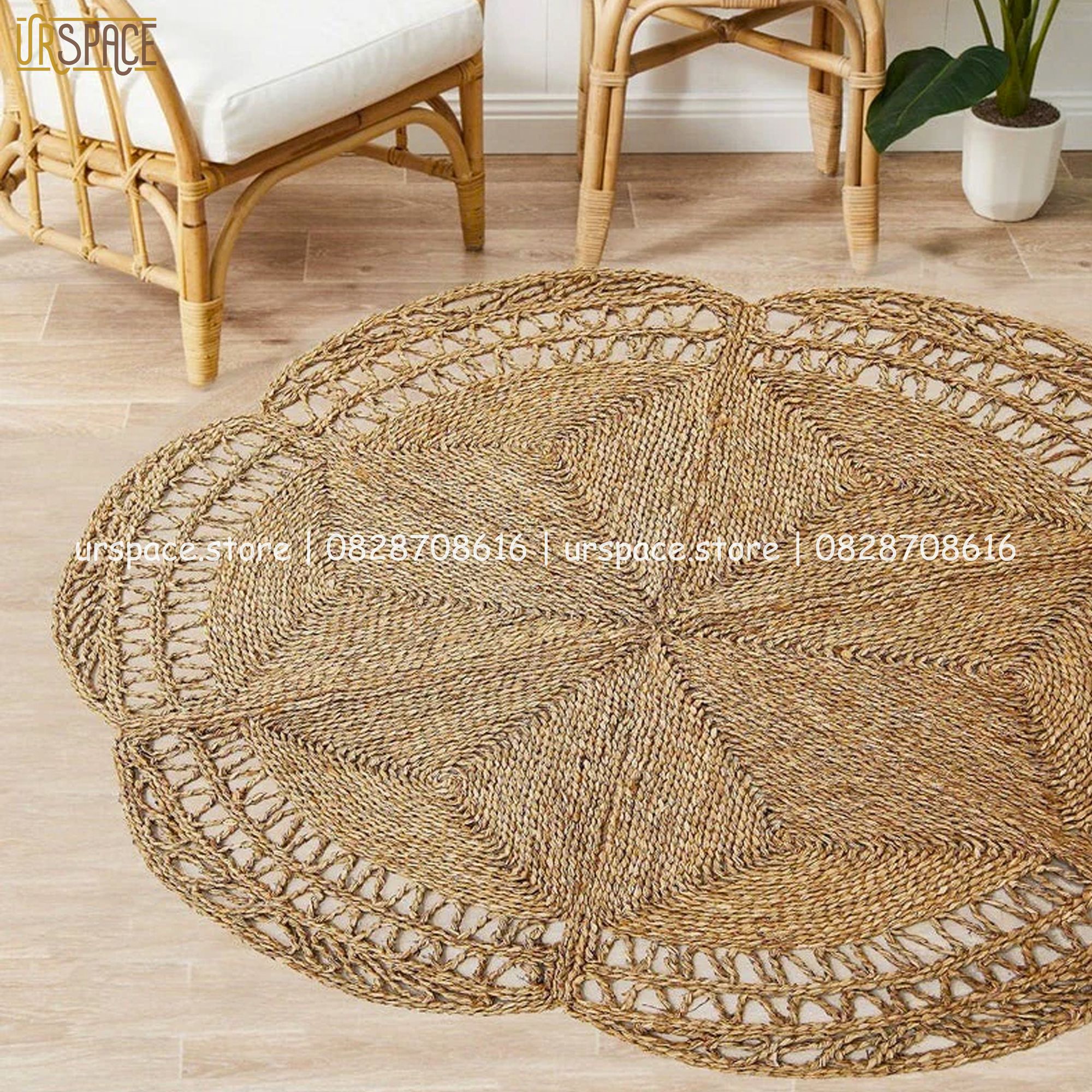 Thảm trải sàn bằng cói hình tròn đường kính 150 cm/ Hand-woven seagrass round rugs for living room