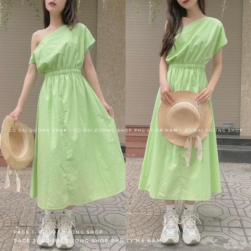 Váy lệch vai chun eo
