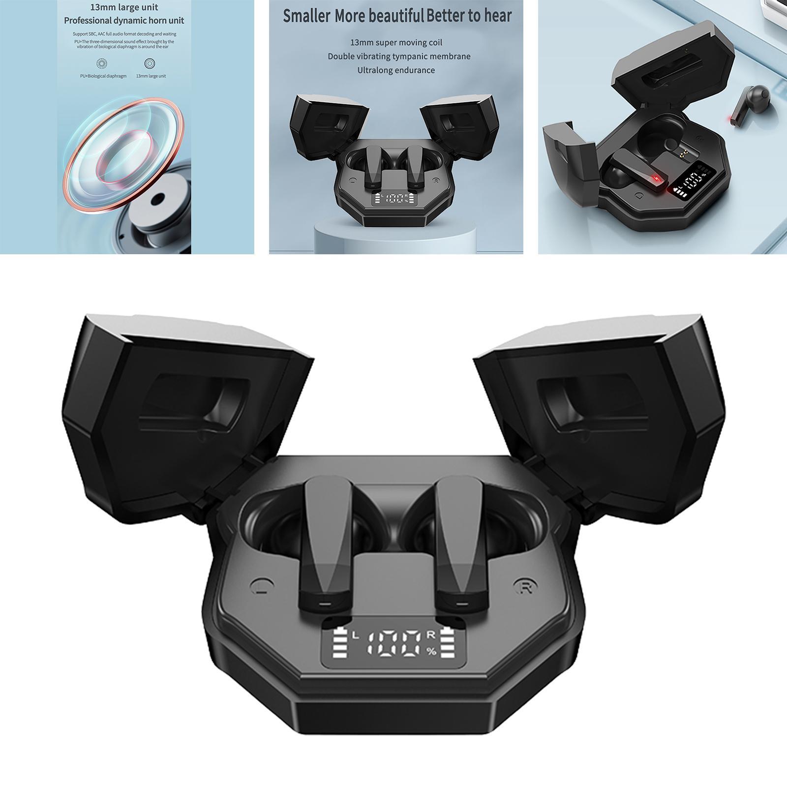 Bluetooth 5.2  Earphone Built in Mic Headset  Gaming Phones Black