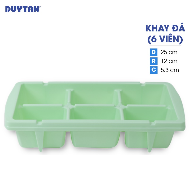 Khay đá 6 viên nhựa Duy Tân (25 x 12 x 5.3 cm) - 14358 - Giao màu ngẫu nhiên - Hàng chính hãng