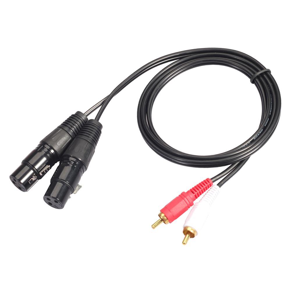 2x RCA XLR Plug Cable Adaptor, XLR to RCA Cable, 2 RCA Male to 2 XLR Female