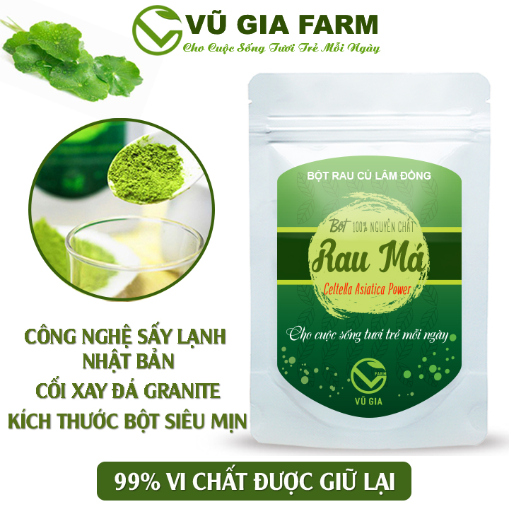 Bột Rau Má Sấy Lạnh Nguyên Chất Vũ Gia (50g/ túi) - Thanh lọc cơ thể, mát gan, giảm bớt căng thẳng, cải thiện trí nhớ, giảm mụn do nóng trong, hạ sốt, ngăn ngừa ung thư