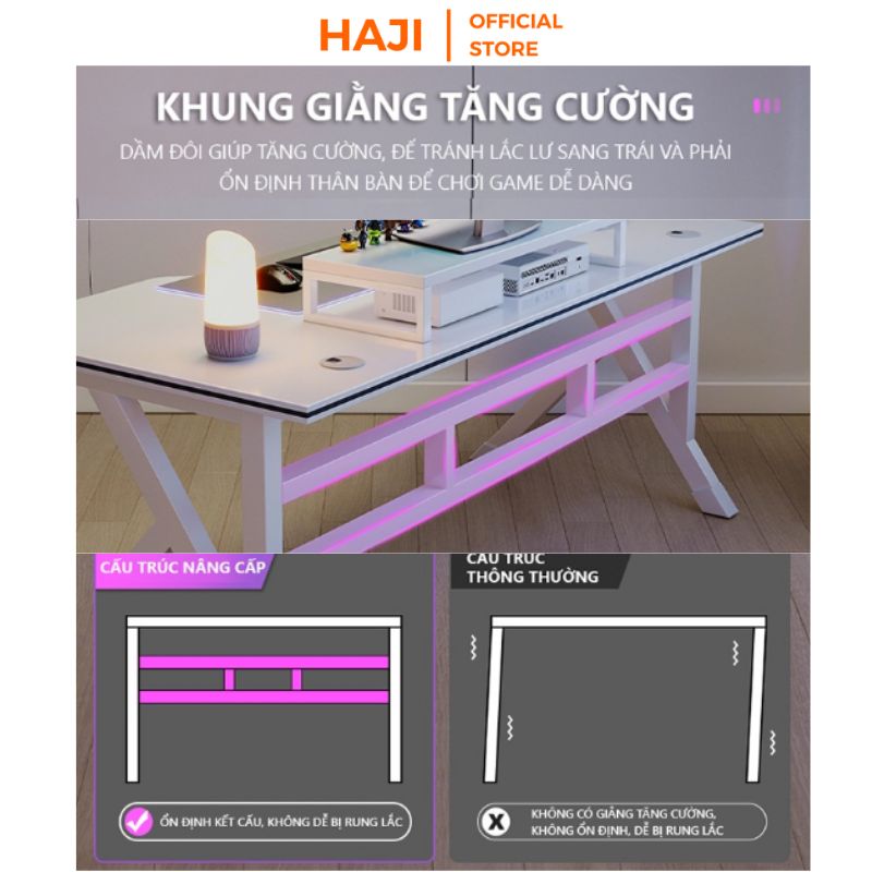 Bàn gaming bàn làm việc chân chữ K khung thép sơn tĩnh điện thương hiệu HAJI - GM80