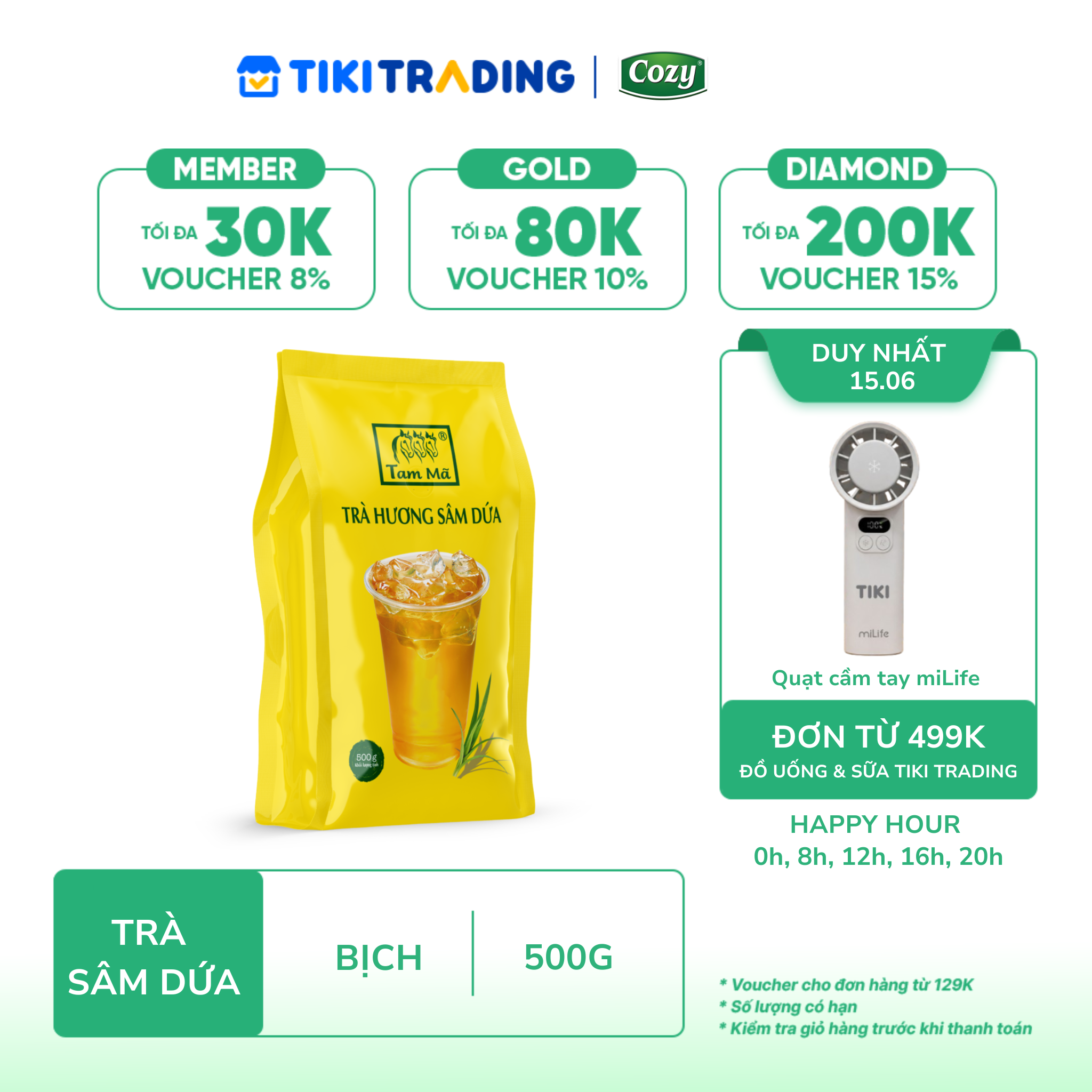 Trà Tam Mã Cozy Hương Sâm Dứa Tiện Lợi Pha Chế, Hỗ Trợ Thanh Nhiệt Gói 500G