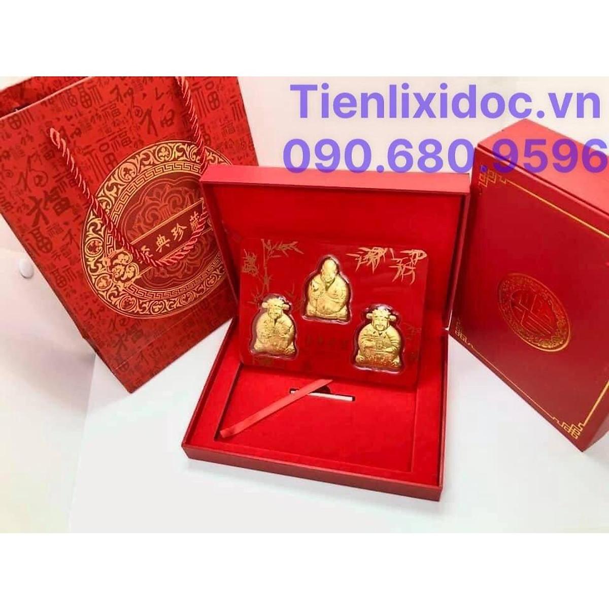 Bộ Qùa Tết Bộ Tam Đa PHÚC LỘC THỌ Mạ Vàng