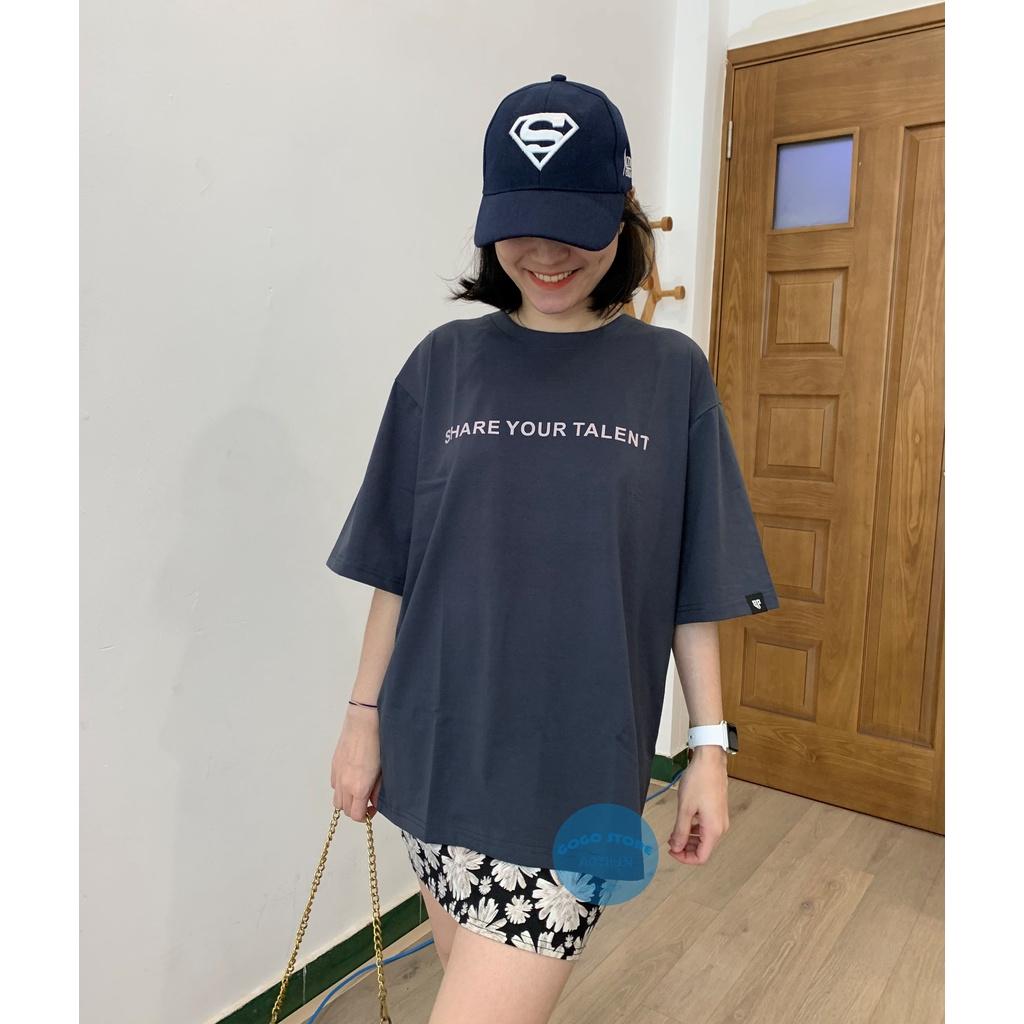 Áo thun unisex xanh đen in nổi chữ -freesize-áo thun nam nữ-