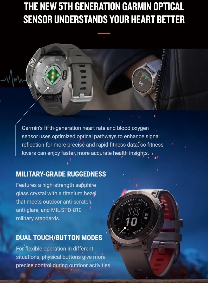 Đồng hồ Thông Minh Garmin fēnix 7S Pro Sapphire Solar - Hàng Chính Hãng