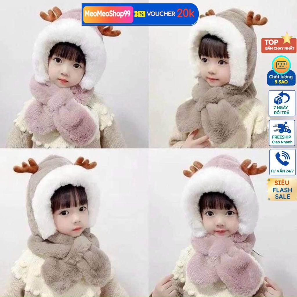 Mũ kèm khăn siêu ấm thiết kế kiểu sừng hươu đáng yêu cute cho bé