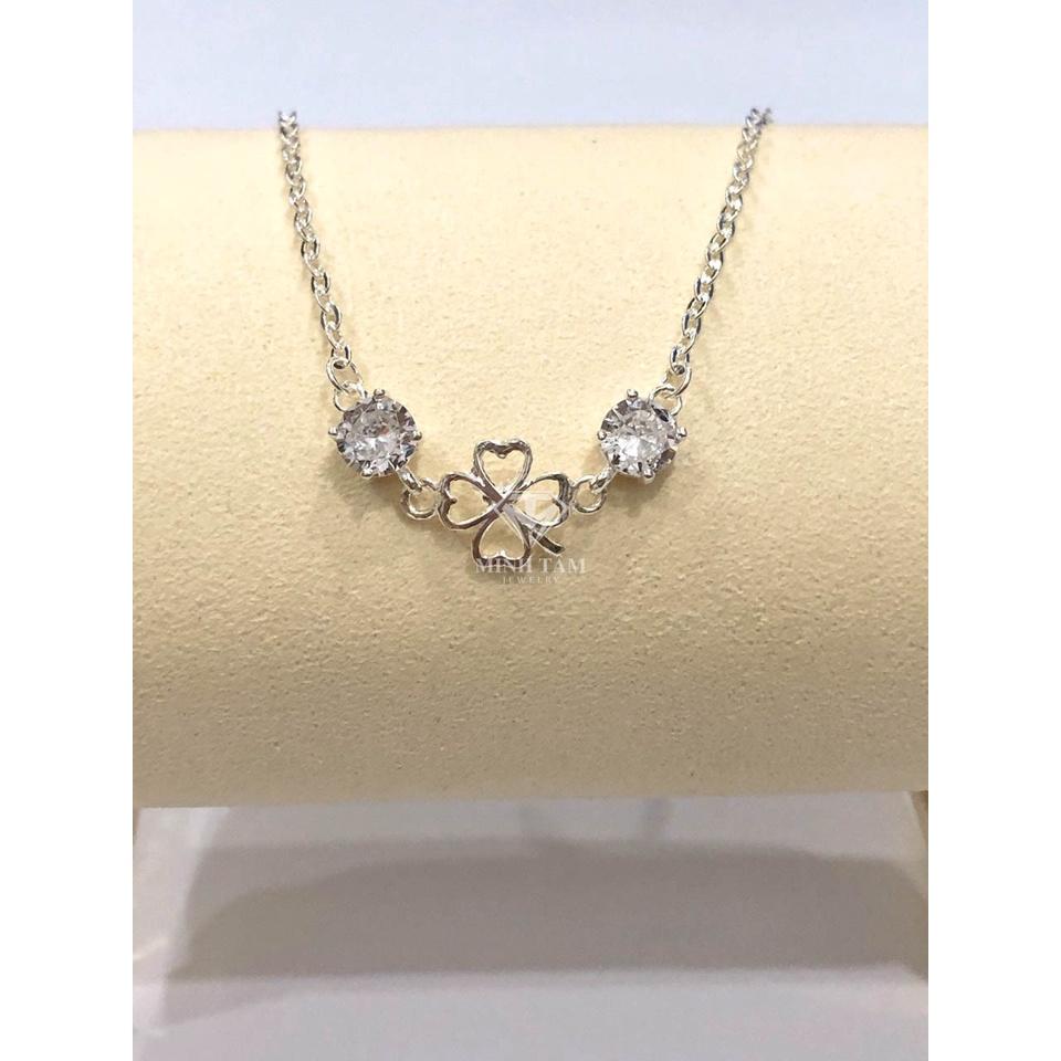 Lắc tay nữ cỏ bốn lá bạc ta,Lăc tay bạc nữ cỏ 4 lá chất liệu bạc ta-Minh Tâm Jewelry