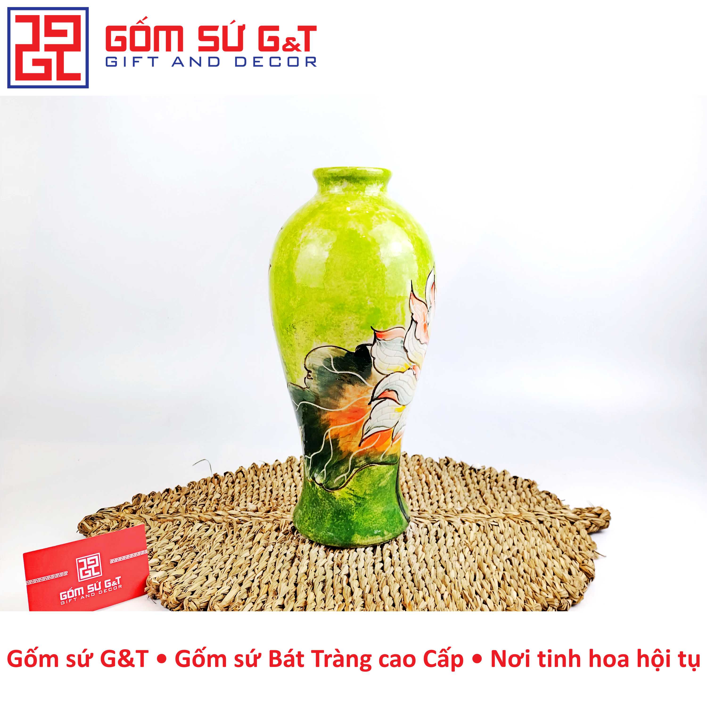 Lọ hoa dáng đùi dễ vẽ bạch liên Gốm Sứ G&amp;T