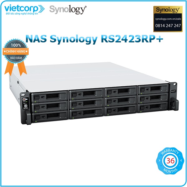 Thiết bị lưu trữ NAS Synology RS2423RP+ - Hàng Chính Hãng