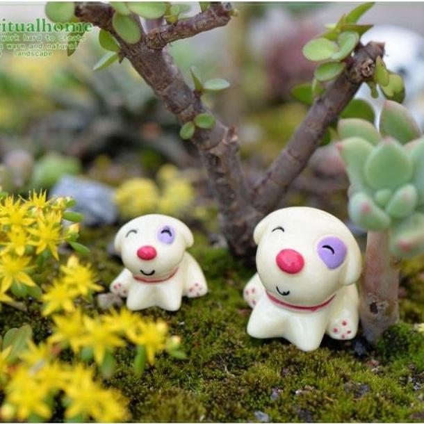 Phụ kiện chó béo ngồi dùng trang trí tiểu cảnh terrarium, cây cảnh, handmade