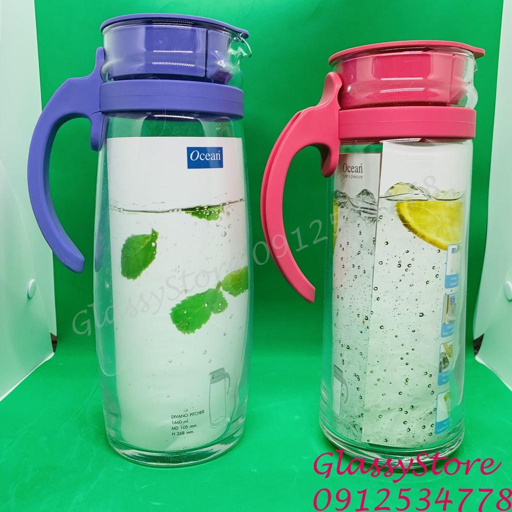Bình nước thủy tinh quai nhựa Ocean Patio – V18344 – 1.3L / Divano – V20558 - 1.6L (Hàng nhập khẩu Thái Lan chính hãng) (1 cái)