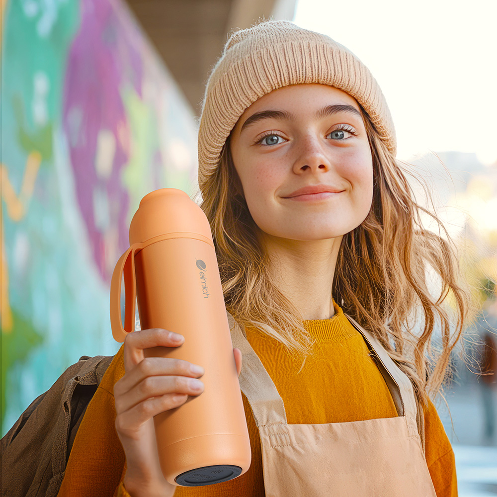 Bình Giữ Nhiệt Inox 316 Elmich Goodluck EL8306 500ml, Hàng Chính Hãng, Nắp Mở 1 Chạm - JoyMall