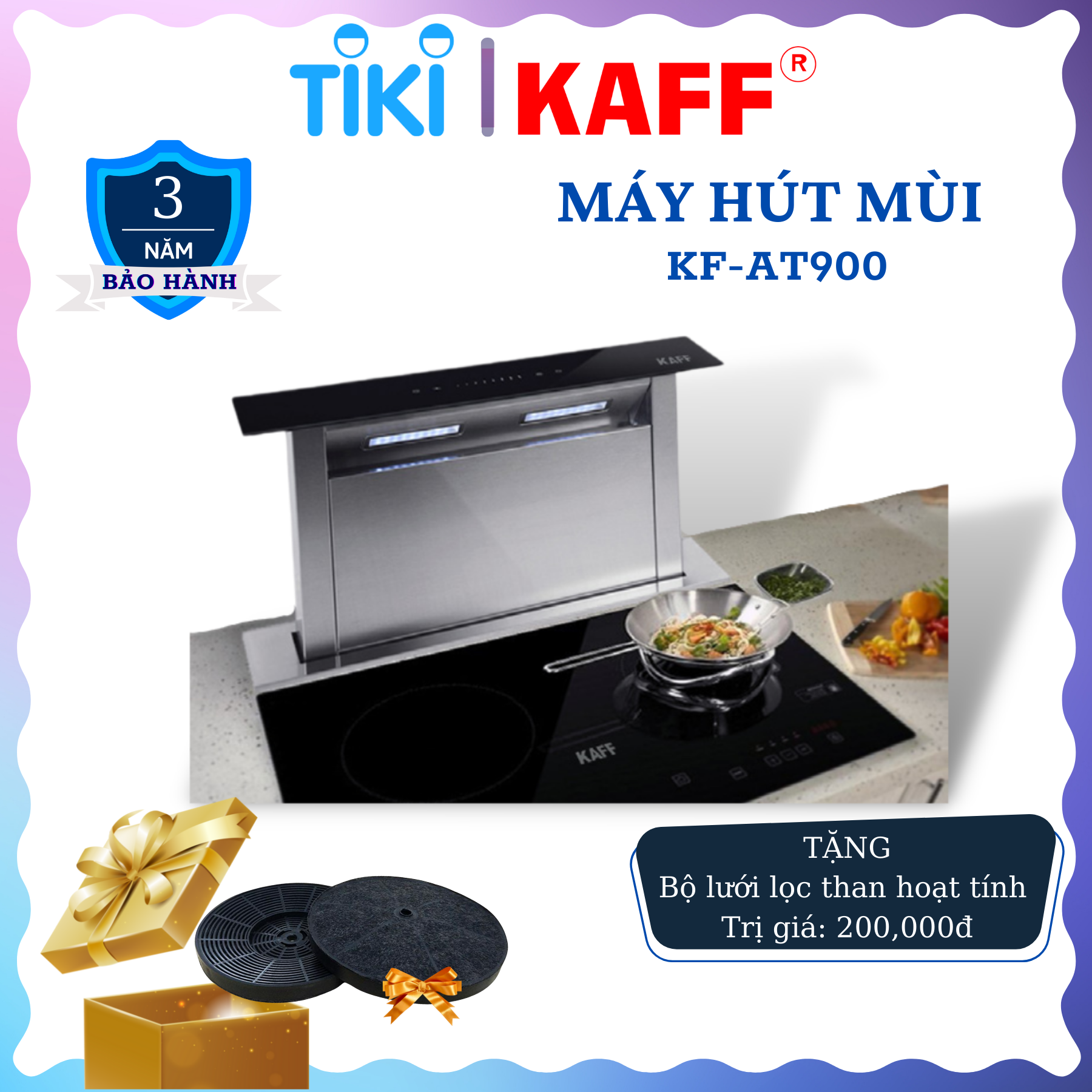 Máy hút mùi âm bàn đá cảm ứng 900mm KAFF KF_AT900 Tặng bộ lọc than thay thế _ Hàng Chính Hãng