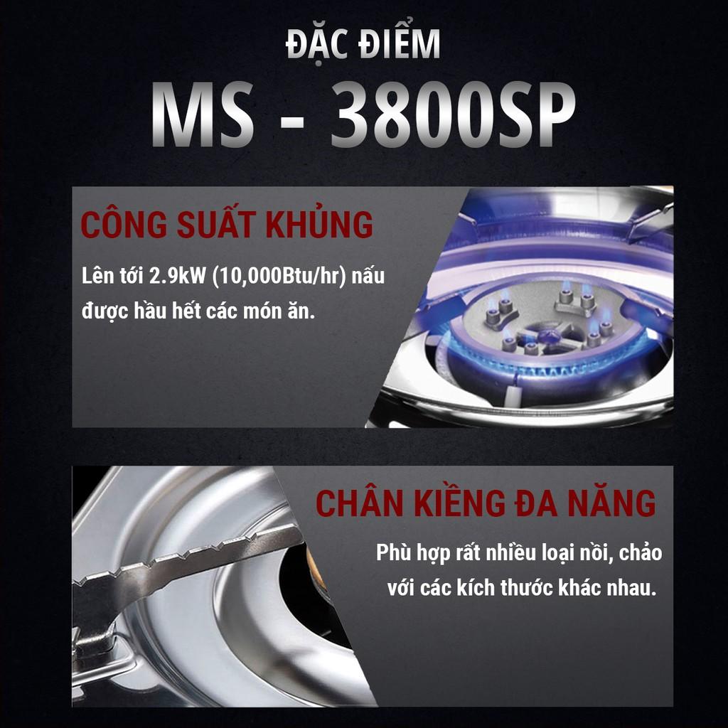 Bếp Ga Mini Inox Chống Rỉ MS-3800SP - Bảo Hiểm Chống Nổ | Công Suất 2900W | Vòng Chắn Gió | Hàng Chính Hãng