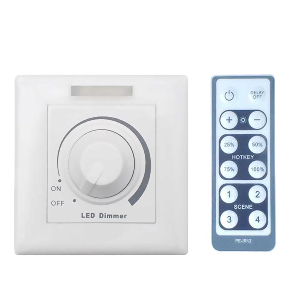 Memory Delay Knob Type Stepless Dimmer Switch - Remote Control-White
