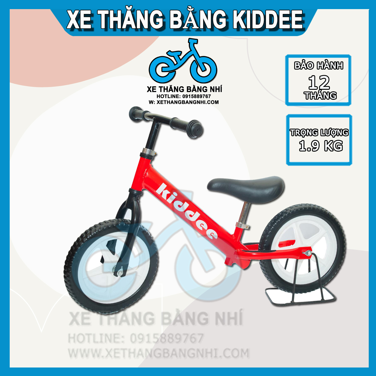 Xe thăng bằng KIDDEE đỏ khung nhôm cao cấp