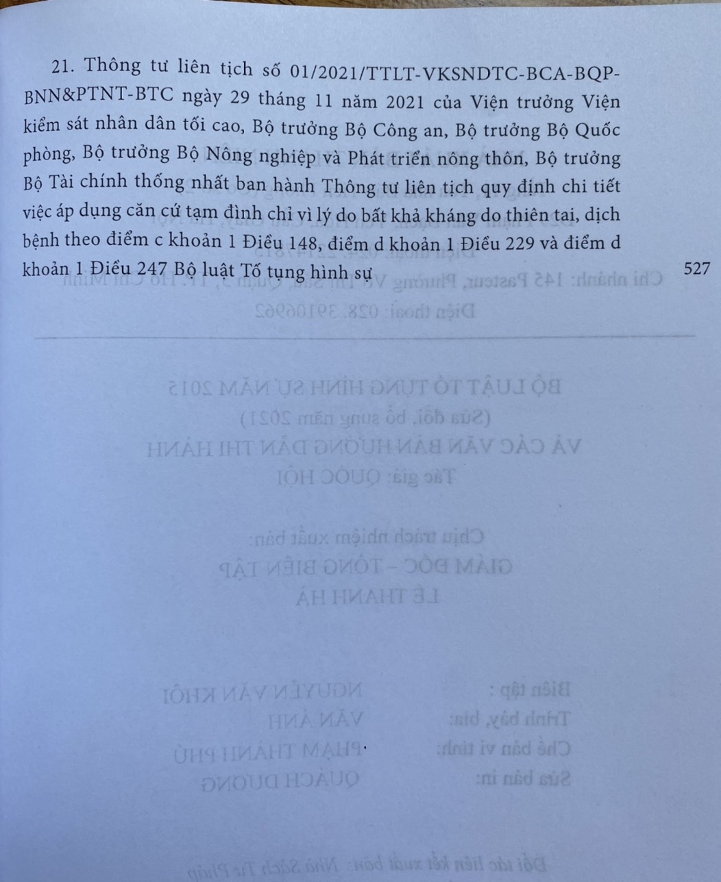 Bộ Luật Hình Sự Năm 2015 ( Sửa đổi, bổ sung năm 2021) Và Các Văn Bản Hướng Dẫn Thi Hành